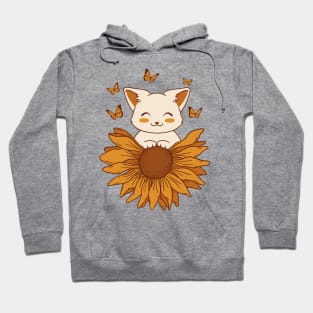 Kitten, Sunflower and Butterflies Hoodie